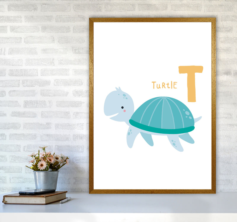 Alphabet Animals, T Is For Turtle Framed Nursey Wall Art Print A1 Print Only