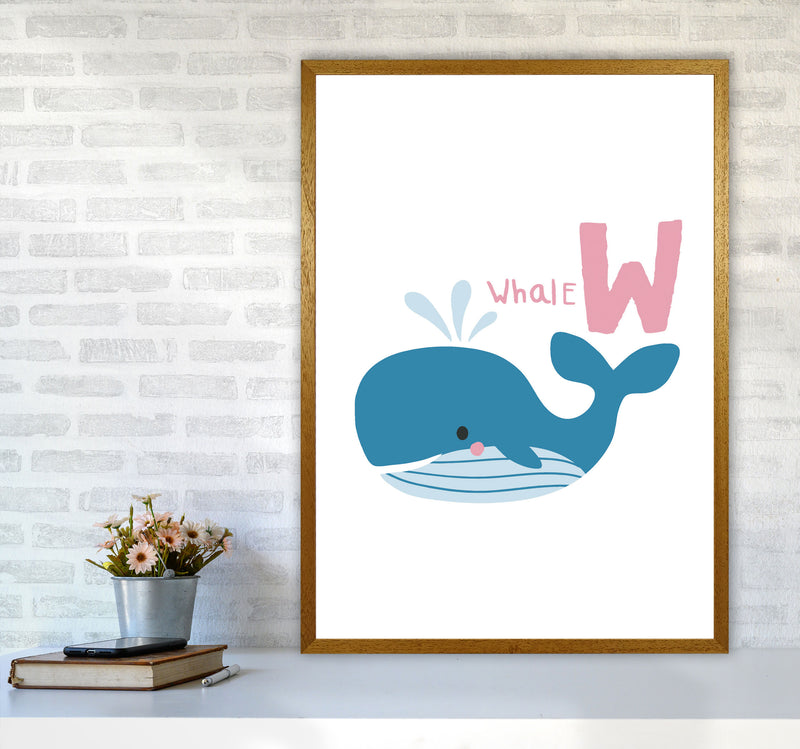 Alphabet Animals, W Is For Whale Framed Nursey Wall Art Print A1 Print Only