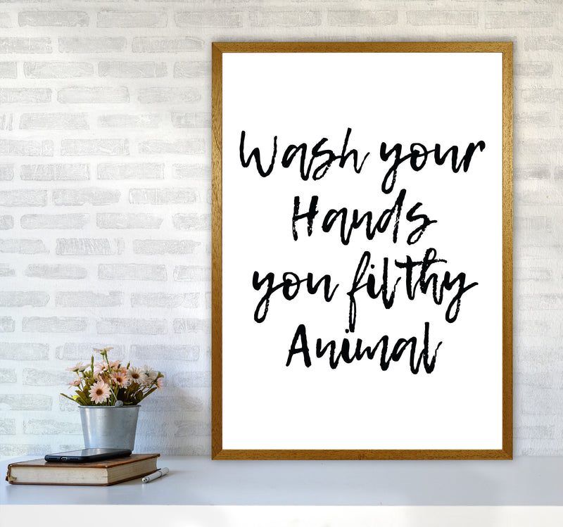 Wash Your Hands You Filthy Animal, Bathroom Modern Print, Framed Wall Art A1 Print Only