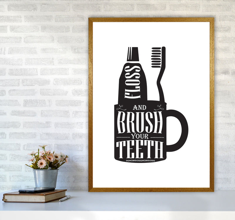 Brush Your Teeth, Bathroom Modern Print, Framed Bathroom Wall Art A1 Print Only