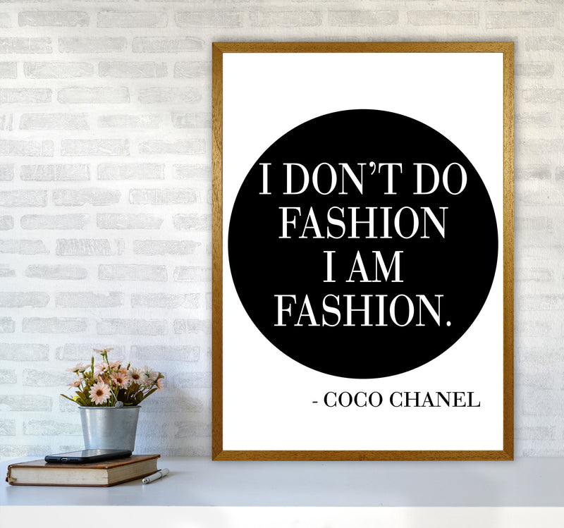 Coco Chanel I Am Fashion Framed Typography Wall Art Print A1 Print Only