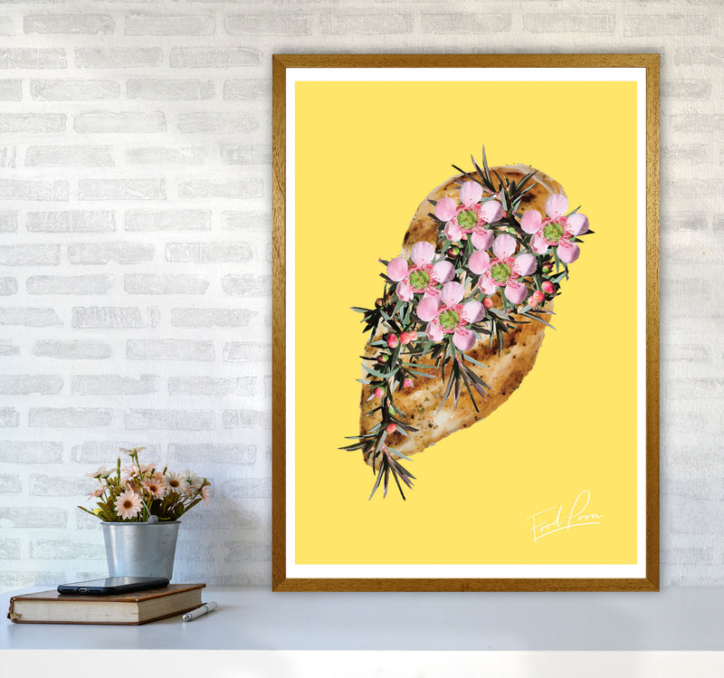 Yellow Chicken Food Print, Framed Kitchen Wall Art A1 Print Only