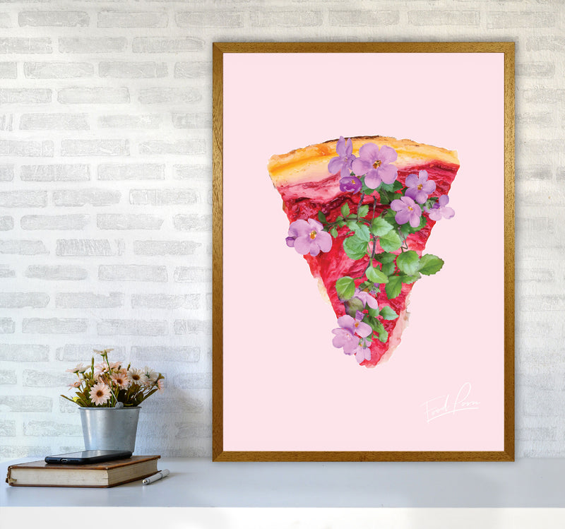 Pink Cherry Pie Floral Food Print, Framed Kitchen Wall Art A1 Print Only