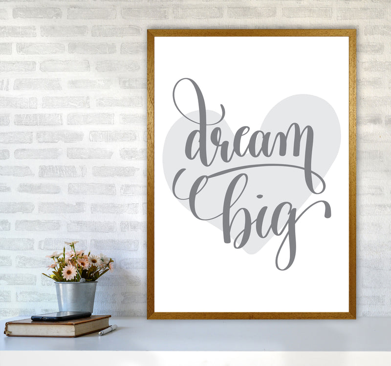 Dream Big Grey Heart Framed Nursey Wall Art Print A1 Print Only