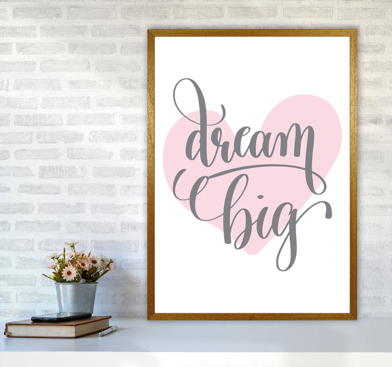 Dream Big Pink Heart Framed Nursey Wall Art Print A1 Print Only