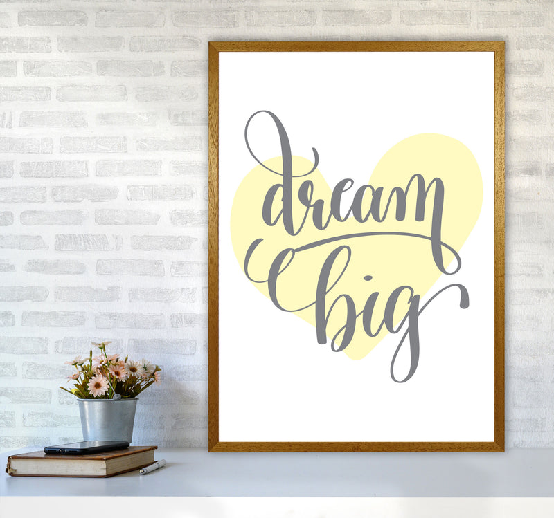 Dream Big Yellow Heart Framed Nursey Wall Art Print A1 Print Only