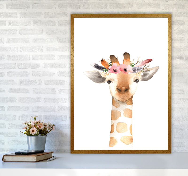 Forest Friends, Floral Cute Giraffe Modern Print Animal Art Print A1 Print Only