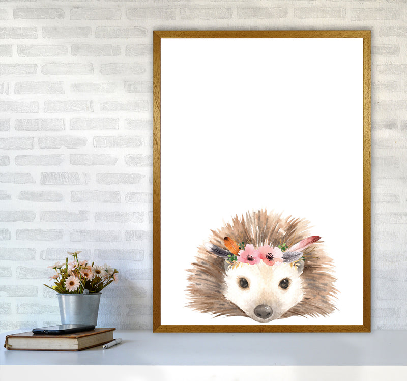 Forest Friends, Floral Cute Hedgehog Modern Print Animal Art Print A1 Print Only