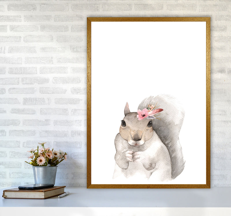 Forest Friends, Floral Cute Squirrel Modern Print Animal Art Print A1 Print Only