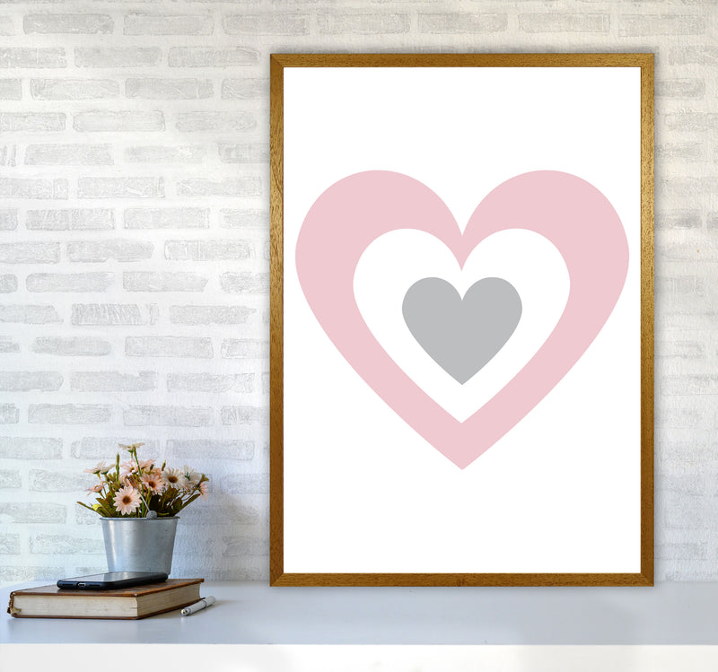 Pink And Grey Heart Modern Print A1 Print Only