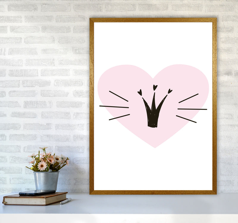 Crown With Pink Heart Framed Nursey Wall Art Print A1 Print Only