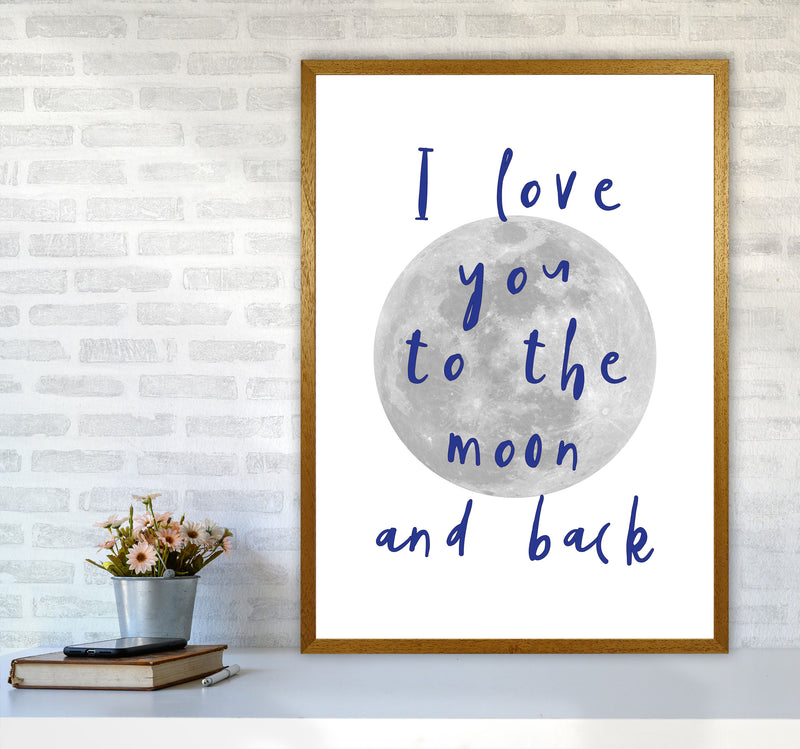 I Love You To The Moon And Back Navy Framed Typography Wall Art Print A1 Print Only