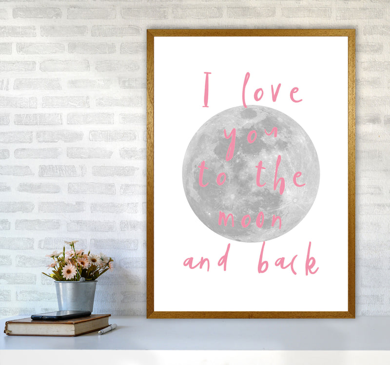 I Love You To The Moon And Back Pink Framed Typography Wall Art Print A1 Print Only