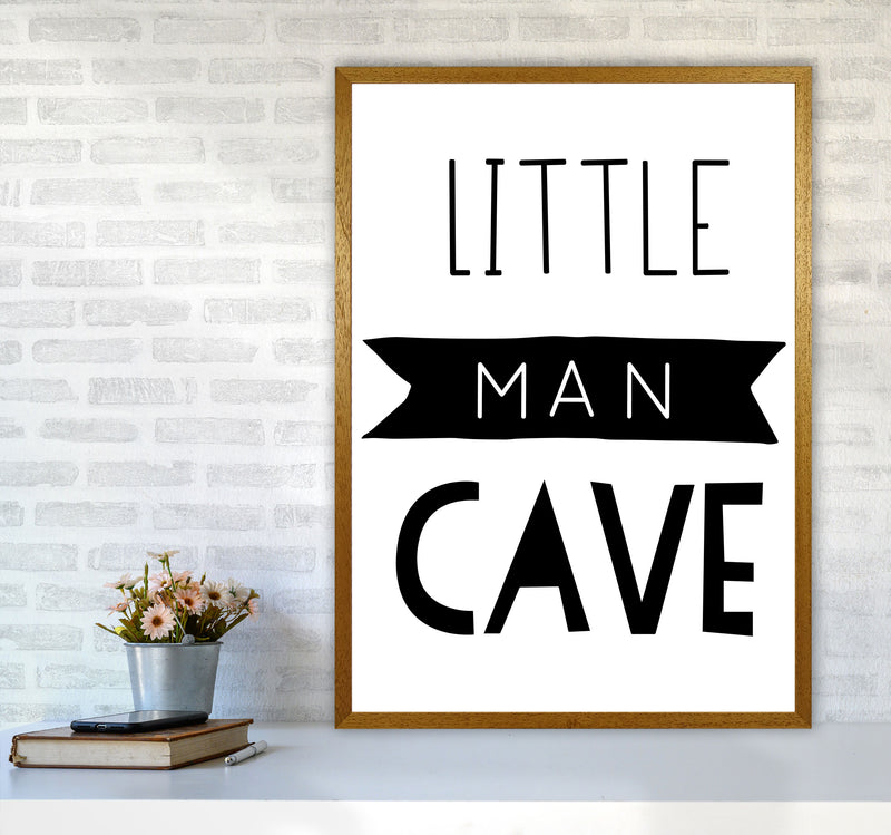 Little Man Cave Black Banner Framed Nursey Wall Art Print A1 Print Only