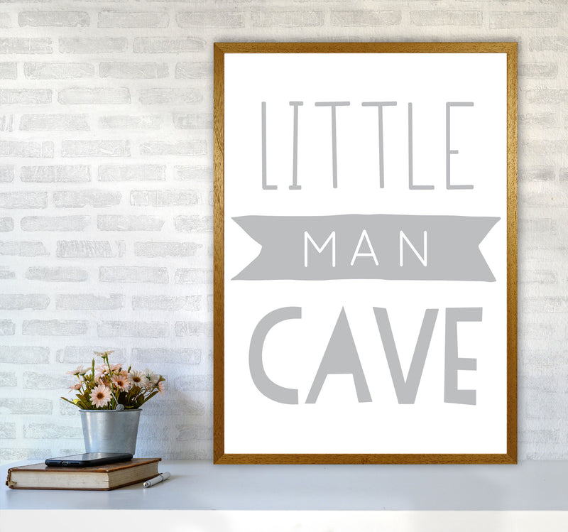 Little Man Cave Grey Banner Framed Nursey Wall Art Print A1 Print Only