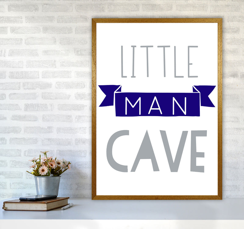 Little Man Cave Navy Banner Framed Nursey Wall Art Print A1 Print Only