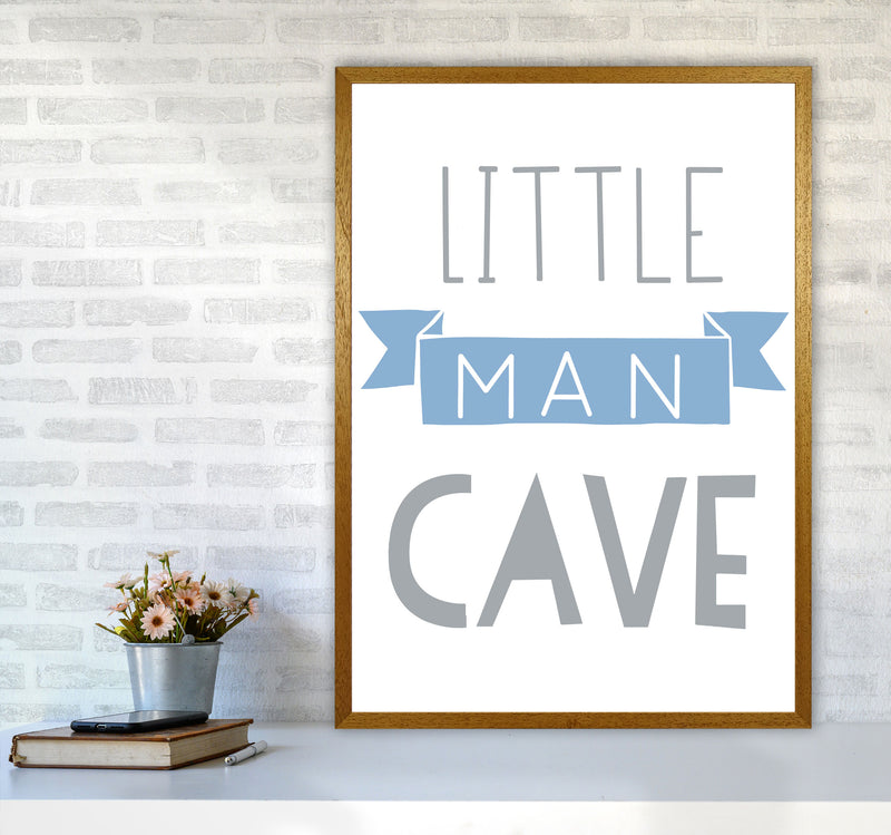 Little Man Cave Blue Banner Framed Nursey Wall Art Print A1 Print Only