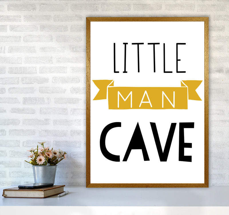 Little Man Cave Mustard Banner Framed Nursey Wall Art Print A1 Print Only
