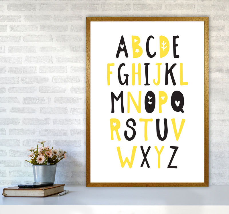 Black And Yellow Alphabet Framed Nursey Wall Art Print A1 Print Only