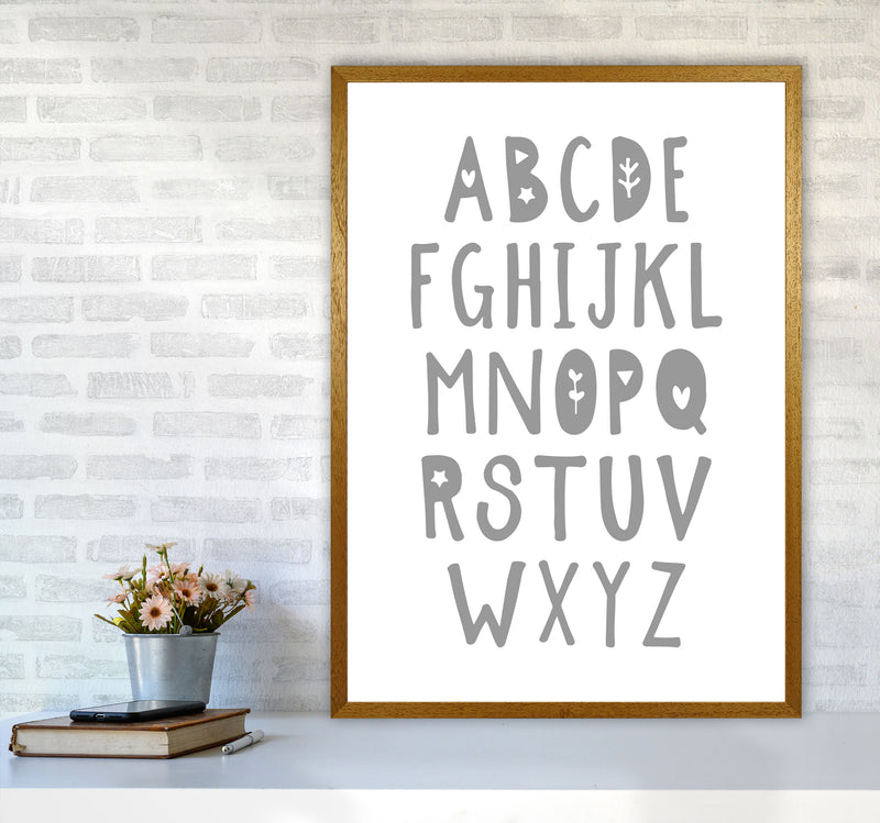 Grey Alphabet Framed Nursey Wall Art Print A1 Print Only