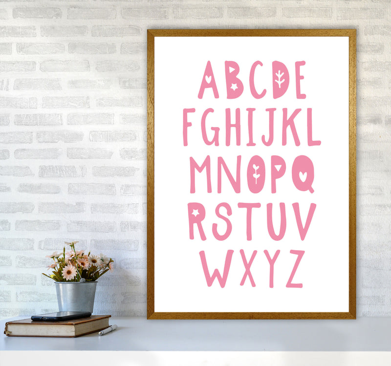 Bright Pink Alphabet Framed Nursey Wall Art Print A1 Print Only
