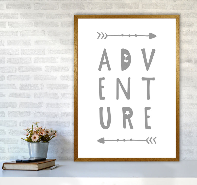 Adventure Grey Framed Typography Wall Art Print A1 Print Only