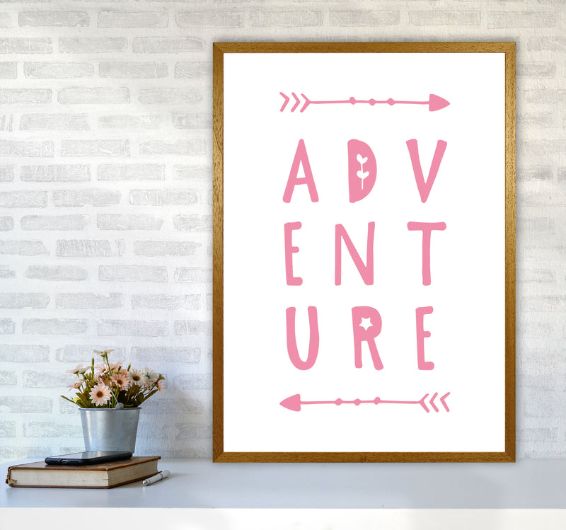 Adventure Pink Framed Typography Wall Art Print A1 Print Only