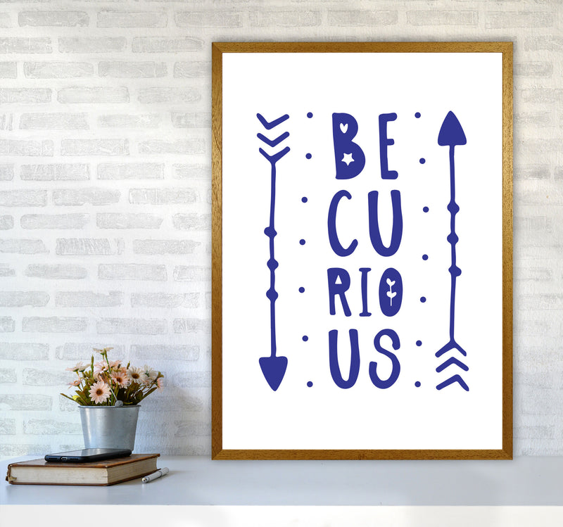 Be Curious Navy Framed Typography Wall Art Print A1 Print Only