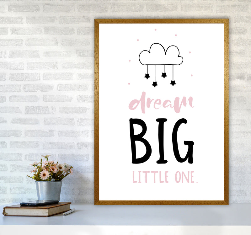 Dream Big Little One Pink And Black Framed Nursey Wall Art Print A1 Print Only