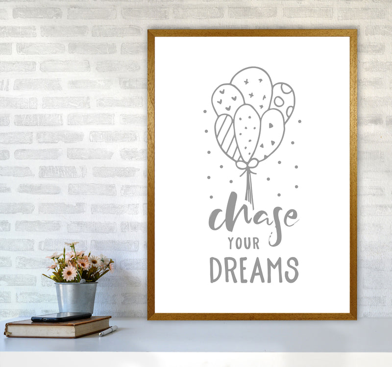 Chase Your Dreams Grey Framed Nursey Wall Art Print A1 Print Only