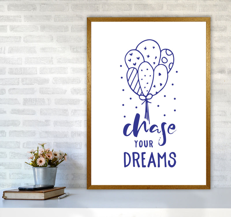 Chase Your Dreams Navy Framed Typography Wall Art Print A1 Print Only