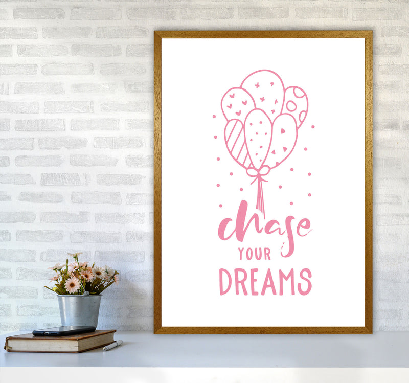 Chase Your Dreams Pink Framed Typography Wall Art Print A1 Print Only