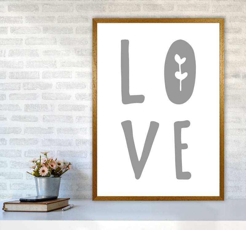 Love Grey Framed Typography Wall Art Print A1 Print Only