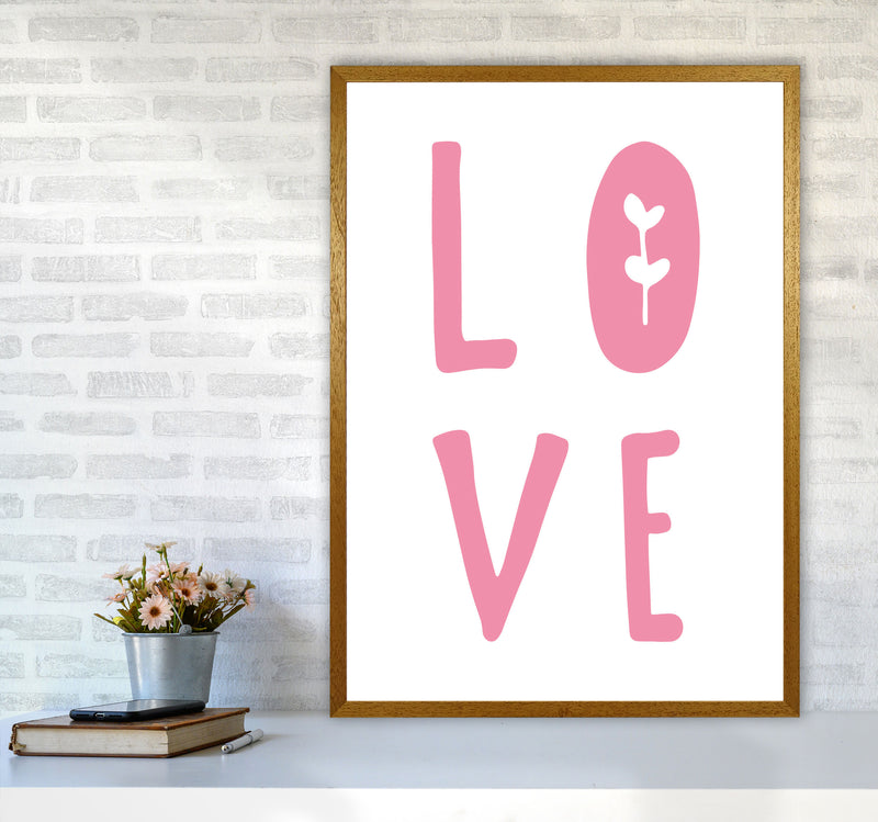 Love Pink Framed Typography Wall Art Print A1 Print Only