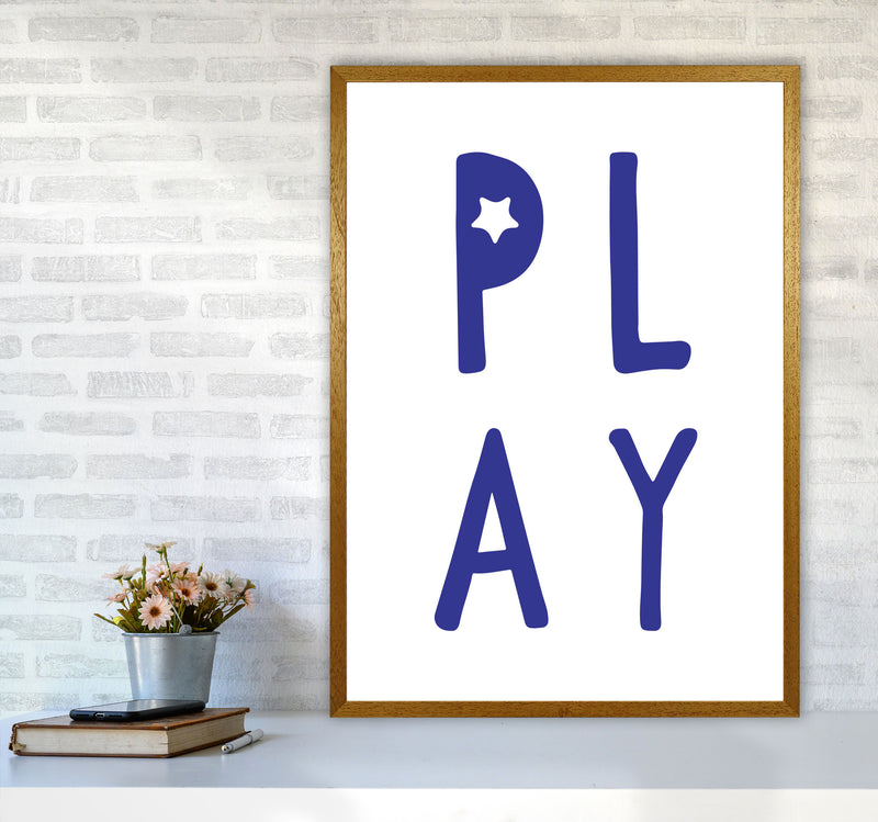 Play Navy Framed Typography Wall Art Print A1 Print Only