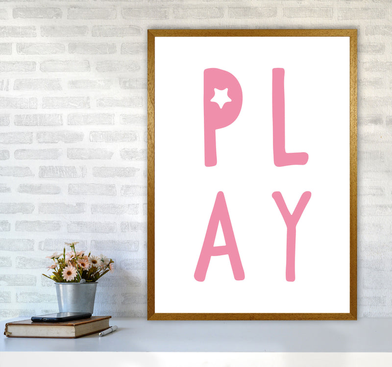 Play Pink Framed Typography Wall Art Print A1 Print Only