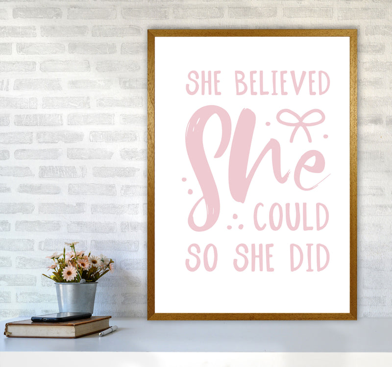 She Believed She Could So She Did Baby Pink Modern Print A1 Print Only