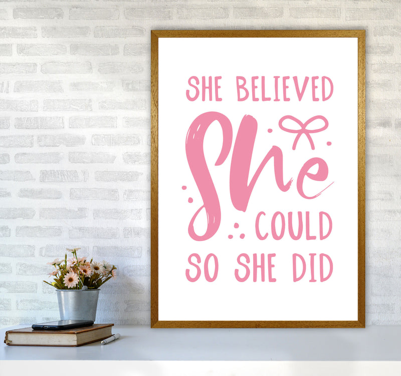 She Believed She Could So She Did Bright Pink Modern Print A1 Print Only