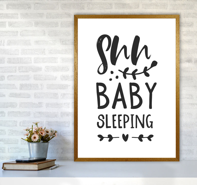 Shh Baby Sleeping Black Framed Nursey Wall Art Print A1 Print Only