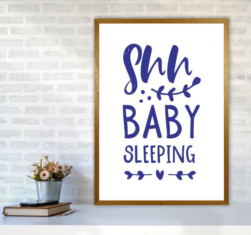 Shh Baby Sleeping Navy Framed Nursey Wall Art Print A1 Print Only