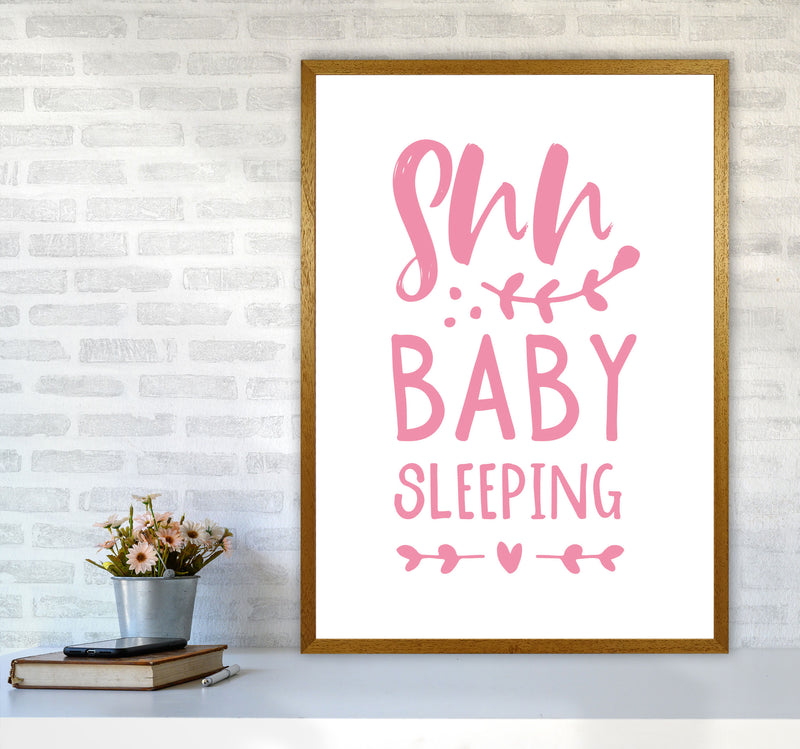 Shh Baby Sleeping Pink Framed Nursey Wall Art Print A1 Print Only