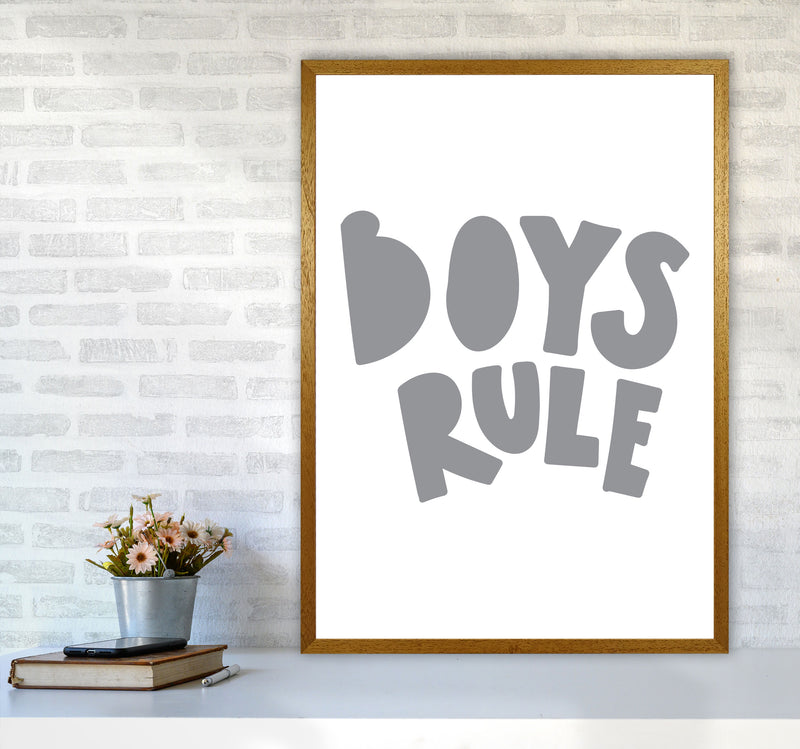 Boys Rule Grey Framed Nursey Wall Art Print A1 Print Only