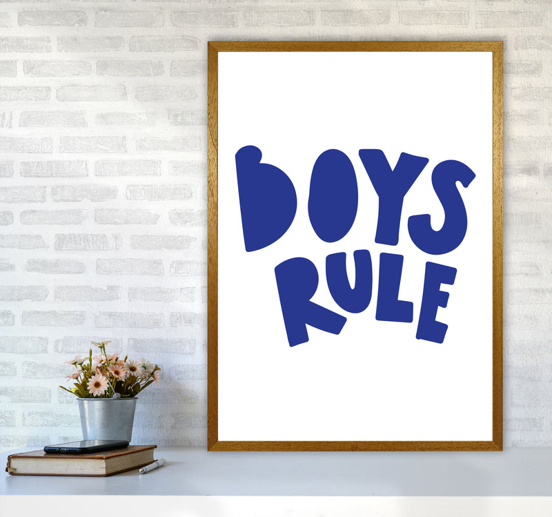 Boys Rule Navy Framed Nursey Wall Art Print A1 Print Only