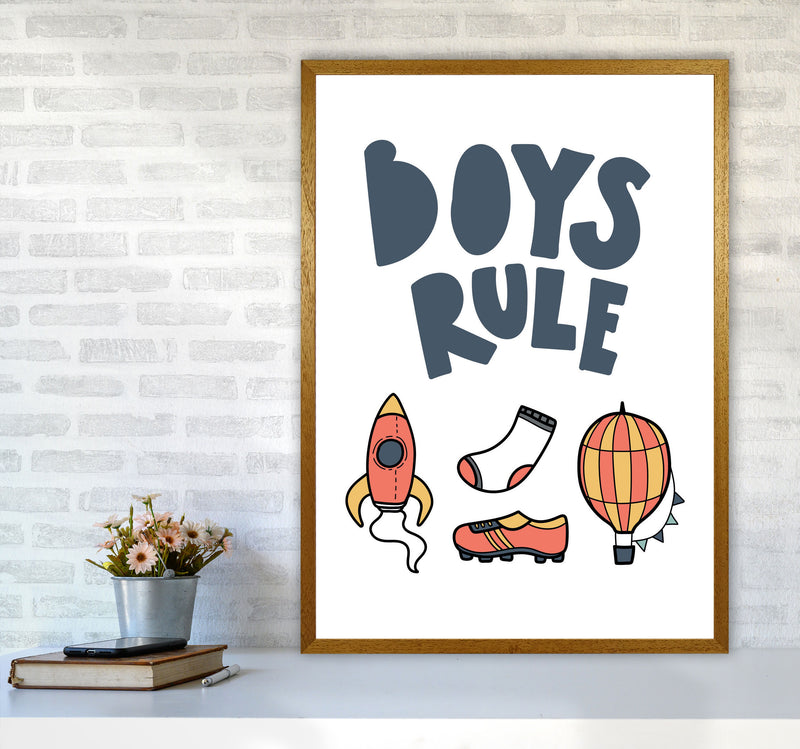 Boys Rule Illustrations Framed Nursey Wall Art Print A1 Print Only
