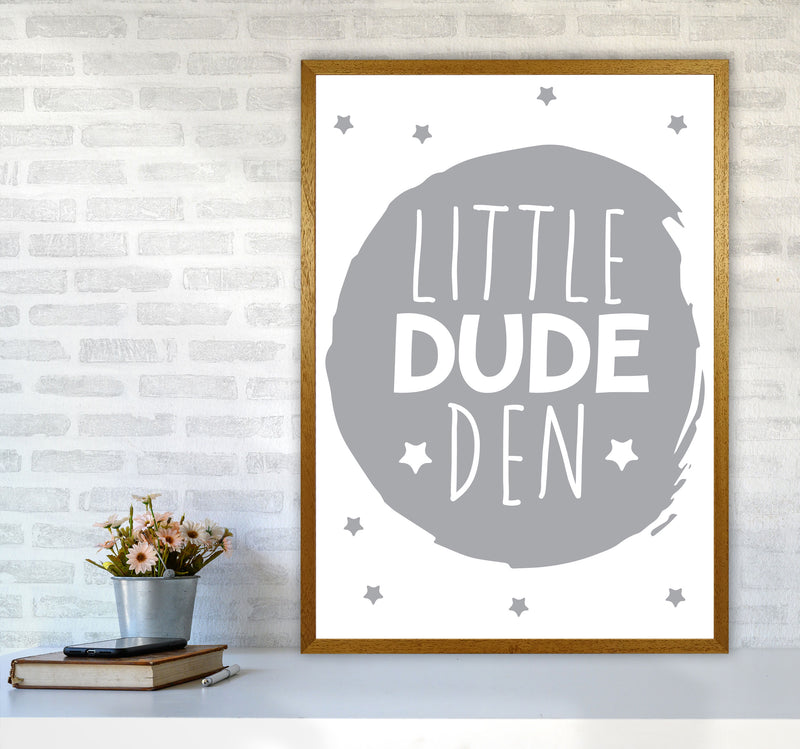 Little Dude Den Grey Circle Framed Nursey Wall Art Print A1 Print Only