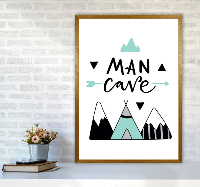 Man Cave Mountains Mint And Black Framed Typography Wall Art Print A1 Print Only