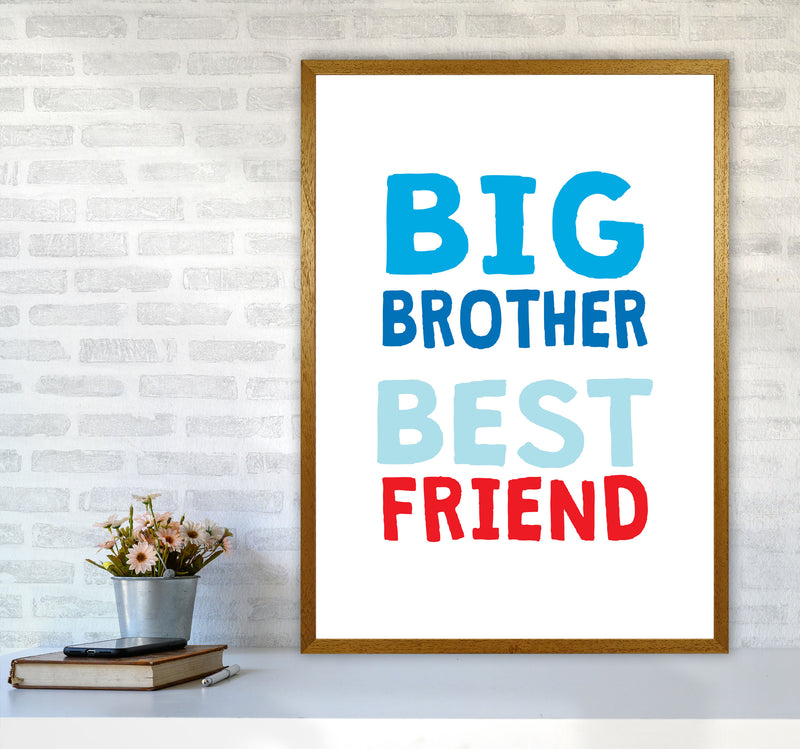 Big Brother Best Friend Blue Framed Typography Wall Art Print A1 Print Only