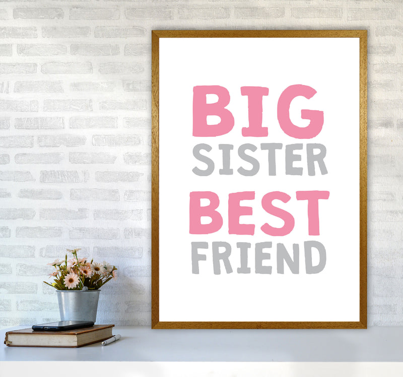 Big Sister Best Friend Pink Framed Typography Wall Art Print A1 Print Only