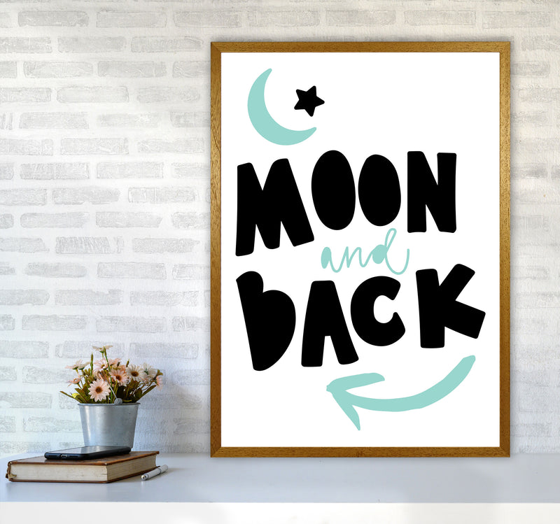 Moon And Back Black And Mint Framed Typography Wall Art Print A1 Print Only