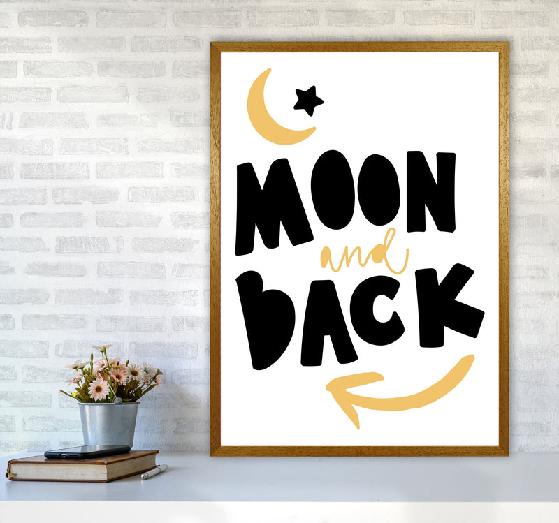 Moon And Back Mustard And Black Framed Typography Wall Art Print A1 Print Only